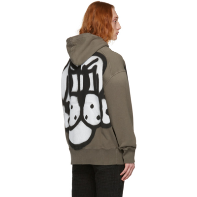 Shop Givenchy Grey Chito Edition Dog Print Oversized Hoodie In 309-military Green