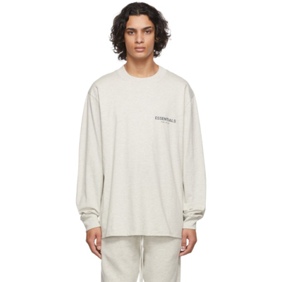 Essentials Off-white Logo Long Sleeve T-shirt In Grey | ModeSens