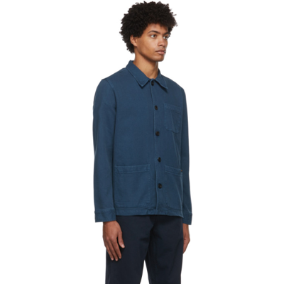 Shop Nudie Jeans Blue Barney Worker Jacket In Indigo Blue
