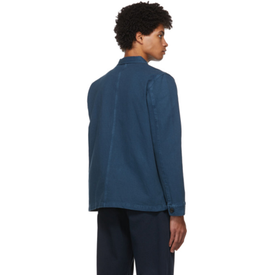 Shop Nudie Jeans Blue Barney Worker Jacket In Indigo Blue