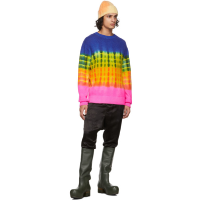 Shop The Elder Statesman Multicolor Half Light Simple Sweater In Ivory W/ Nvy/lmn/elp