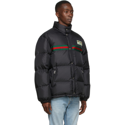 Shop Gucci Black Down Jacket In 1043 Black/mix