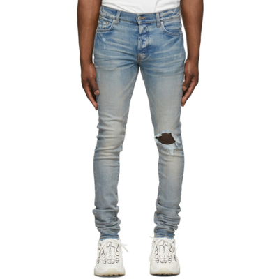 Shop Amiri Blue Broken Jeans In Clay Indigo