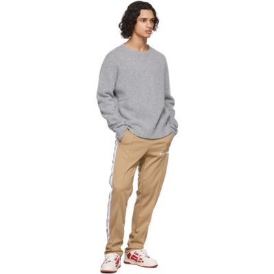 Palm Angels Intarsia-knit Logo Jumper In Melange Grey White
