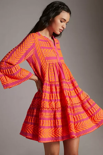 Shop Devotion Twins Embroidered Ella Tunic Dress In Orange