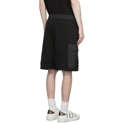Shop Valentino Black Cotton Cargo Shorts In Nero