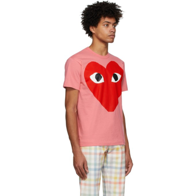 Shop Comme Des Garçons Play Pink Big Red Heart T-shirt In 3 Pink