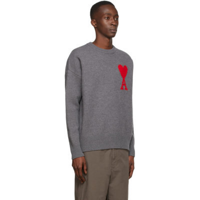 Shop Ami Alexandre Mattiussi Grey Ami De Cœur Sweater In 55 Grey