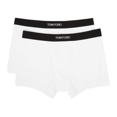 Shop Tom Ford Two-pack White Cotton Boxer Briefs In 100 White
