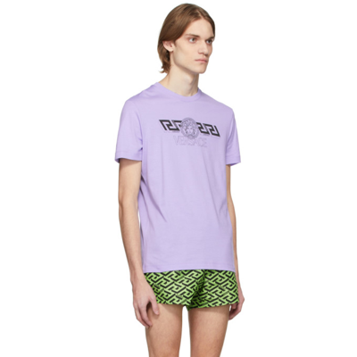 Shop Versace Purple 'la Greca' T-shirt In 1l720 Orchid