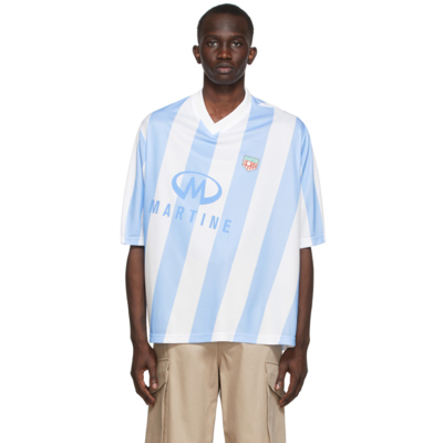 Shop Martine Rose White & Blue Twist Football T-shirt In White Light Blue Str