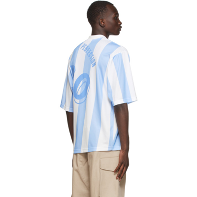 Shop Martine Rose White & Blue Twist Football T-shirt In White Light Blue Str