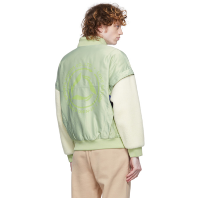 Shop Li-ning Green Contrast Sleeve Bomber Jacket