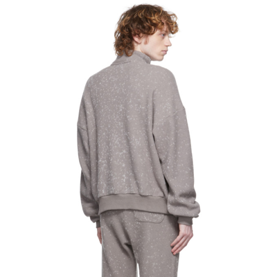 Shop John Elliott Grey Spec Wool Half-zip Sweater In Moss Grey