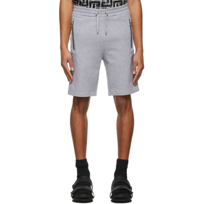 Shop Balmain Grey Embossed Bermuda Shorts In 9ub Gris Chiné