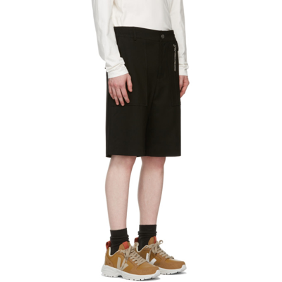 Shop Feng Chen Wang Black Deconstructed Shorts