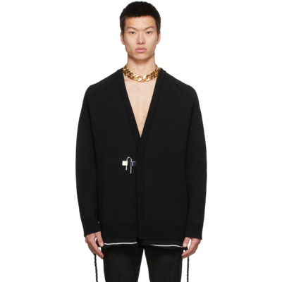 Shop Givenchy Black Wool Padlock Cardigan In 001-black