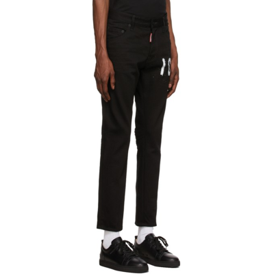 Shop Dsquared2 Black 'icon' Spray Skater Jeans In 900 Black
