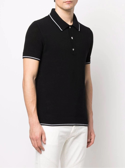 Shop Balmain Polos In Noir-blanc