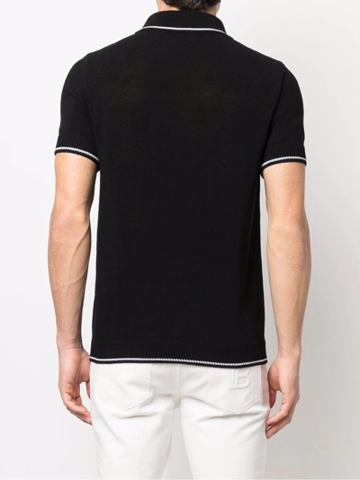 Shop Balmain Polos In Noir-blanc