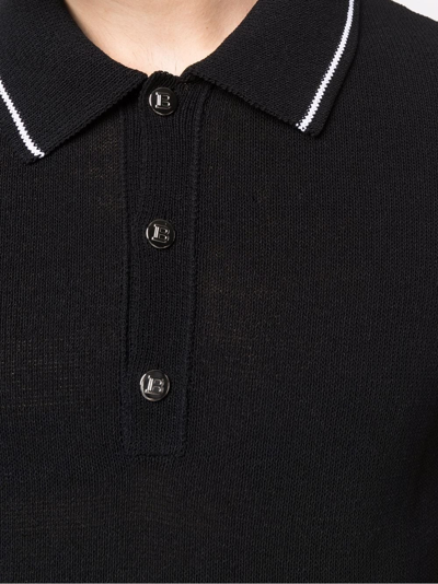 Shop Balmain Polos In Noir-blanc