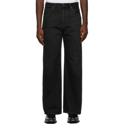 Shop Acne Studios Black Loose Bootcut Jeans