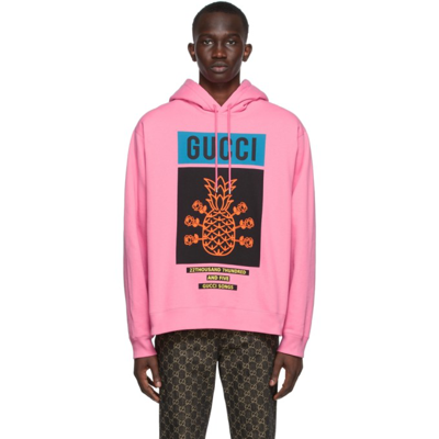 Shop Gucci Pink Musixmatch Edition '22,705' Pineapple Hoodie In 5622 Pink Lady/mc