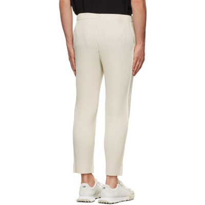 Shop Issey Miyake Off-white Kersey Pleats Trousers In 03-ivory