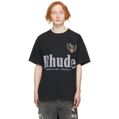 Shop Rhude Black Grand Prix T-shirt In Vtg Black