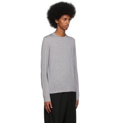 Shop Jil Sander Grey Virgin Wool Sweater In 032 - Light Grey Mel