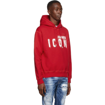 Shop Dsquared2 Red Icon Spray Hoodie In 312 Red