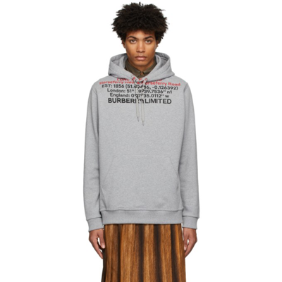 Shop Burberry Grey Jayden Hoodie In Pale Grey Melange