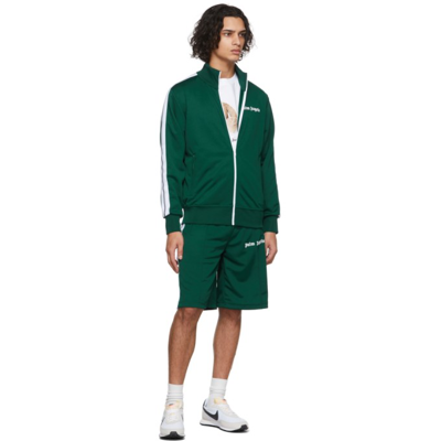 Shop Palm Angels Green Classic Track Jacket In Green White