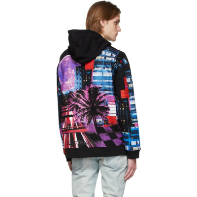 Shop Valentino Black Electric City Hoodie In  Electric C