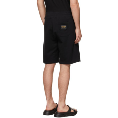 Shop Moschino Black Logo Patch Shorts In A0555 Black