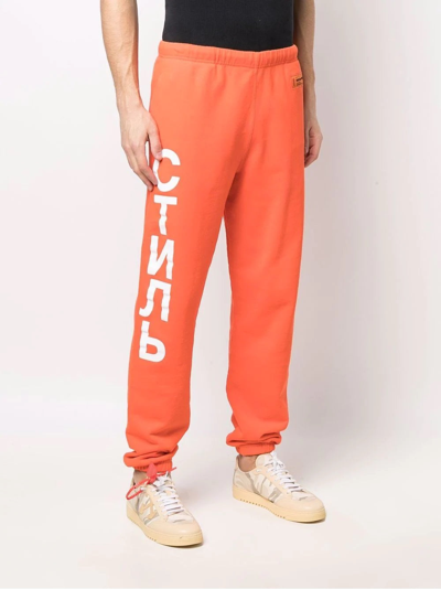 Shop Heron Preston Pants In Orange-white