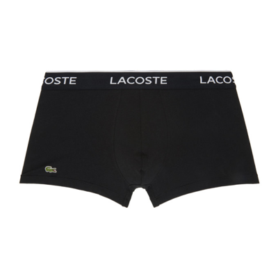 Shop Lacoste Three-pack Black Logo Boxers In 031 Black