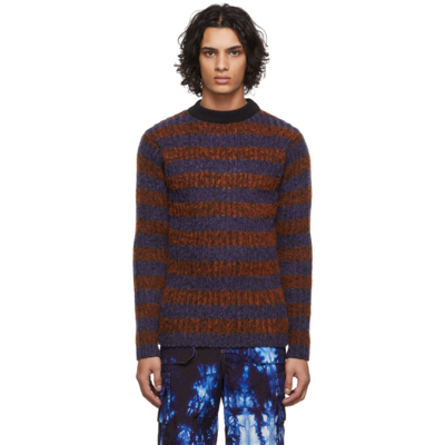 Shop Agr Orange & Purple Striped Mohair Sweater In Orange And