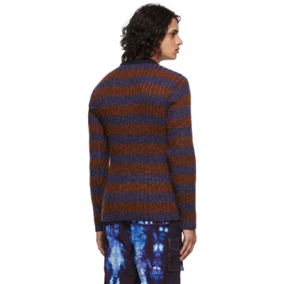 Shop Agr Orange & Purple Striped Mohair Sweater In Orange And