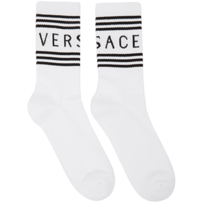 Shop Versace White Vintage Logo Socks In I4d1 White