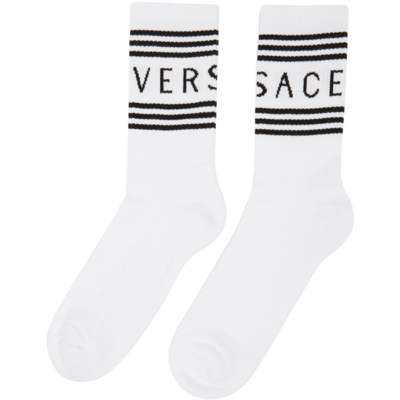 Shop Versace White Vintage Logo Socks In I4d1 White