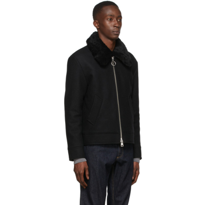 Shop Ami Alexandre Mattiussi Black Felted Wool Coat In 1 Black
