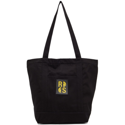 Shop Raf Simons Black Smiley Edition Denim Tote Bag