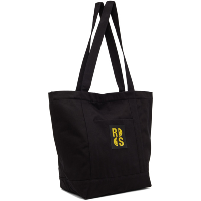 Shop Raf Simons Black Smiley Edition Denim Tote Bag
