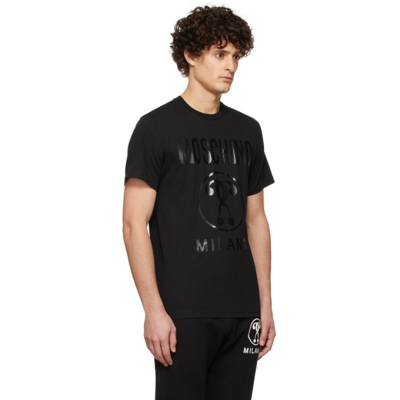 Shop Moschino Black Double Question Mark Print T-shirt In A0555 Black