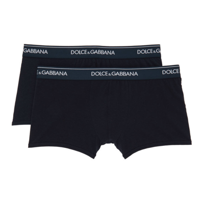 Shop Dolce & Gabbana Two-pack Navy Boxer Briefs In B9680 Navy