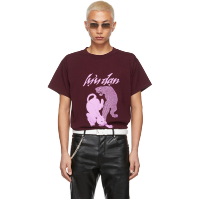 Shop Lu'u Dan Ssense Exclusive Burgundy Leopards T-shirt In Oxblood Plus Print A
