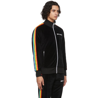 Shop Palm Angels Black Chenille Rainbow Track Jacket In Black White