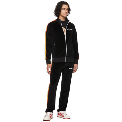 Shop Palm Angels Black Chenille Rainbow Track Jacket In Black White