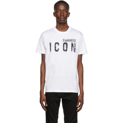 Shop Dsquared2 White 'icon' Spray T-shirt In 100 White